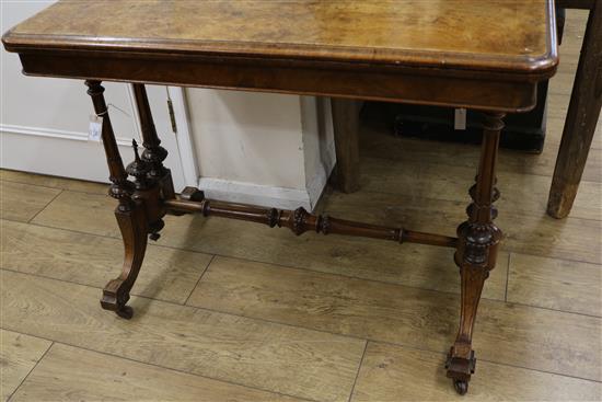 A Victorian walnut rectangular topped card table, W.98cm